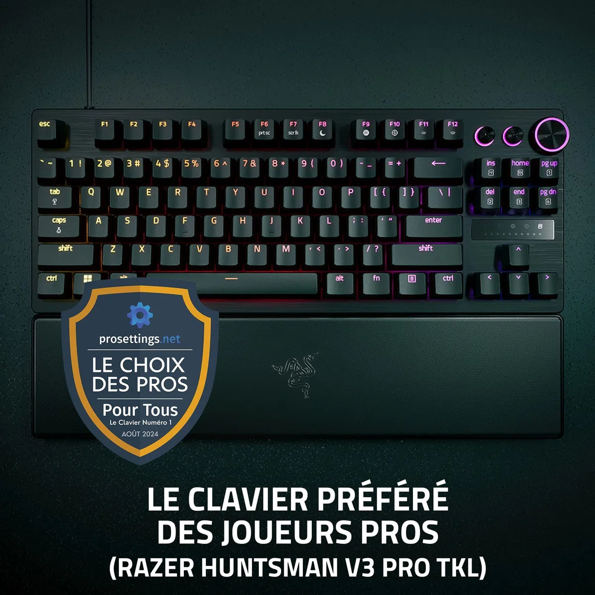 Razer Huntsman V3 Pro TKL (Switches Analog) - Clavier Gamer Tenkeyless (Switches Optiques Analogiques réglables de 0,1 à 4,0mm, Déclenchement Rapide, Touches en PBT Doubleshot) Clavier AZERTY| Noir
