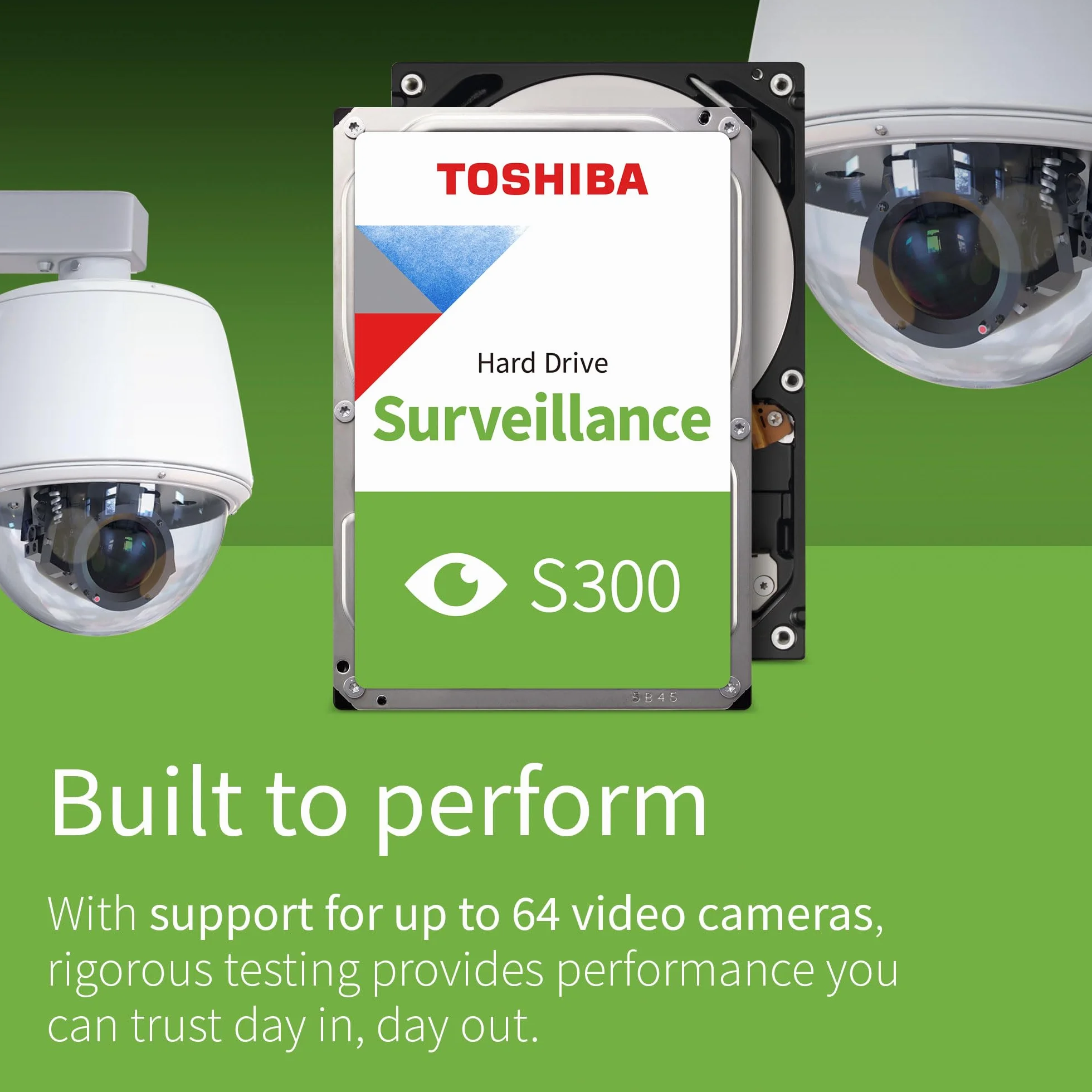 Toshiba 2TB S300 Surveillance HDD - 3.5' SATA Internal Hard Drive Supports up to 64 HD Cameras at a 180TB/Year workload (HDWT720UZSVA)