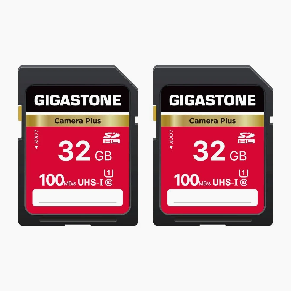 GIGASTONE Camera Plus Lot de 2 Cartes mémoire SD SDHC UHS-I U1 Classe 10 pour Appareil Photo numérique Canon avec 1 Mini étui 32 Go