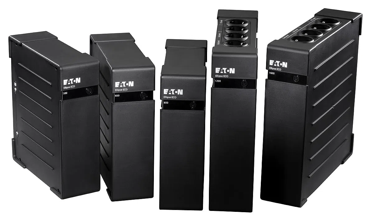 Eaton Ellipse ECO 1600 USB DIN - Onduleur (montable sur Rack/Externe) - CA 230 V - 1000 Watt - 1600 VA - USB - connecteurs de Sortie : 8-2U - 19", Noir
