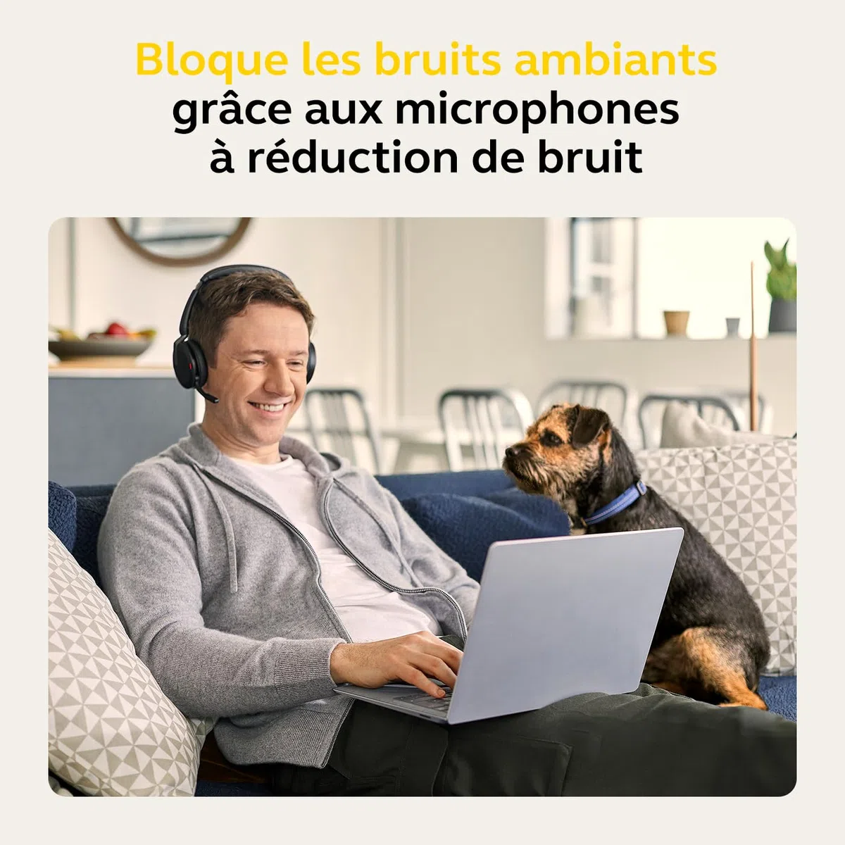 Jabra Evolve2 65 Flex - Casque stéréo avec Bluetooth, Socle de Recharge sans Fil, Technologie antibruit ClearVoice et ANC Hybride - Compatible avec Toutes Les principales Plateformes (UC) - Noir