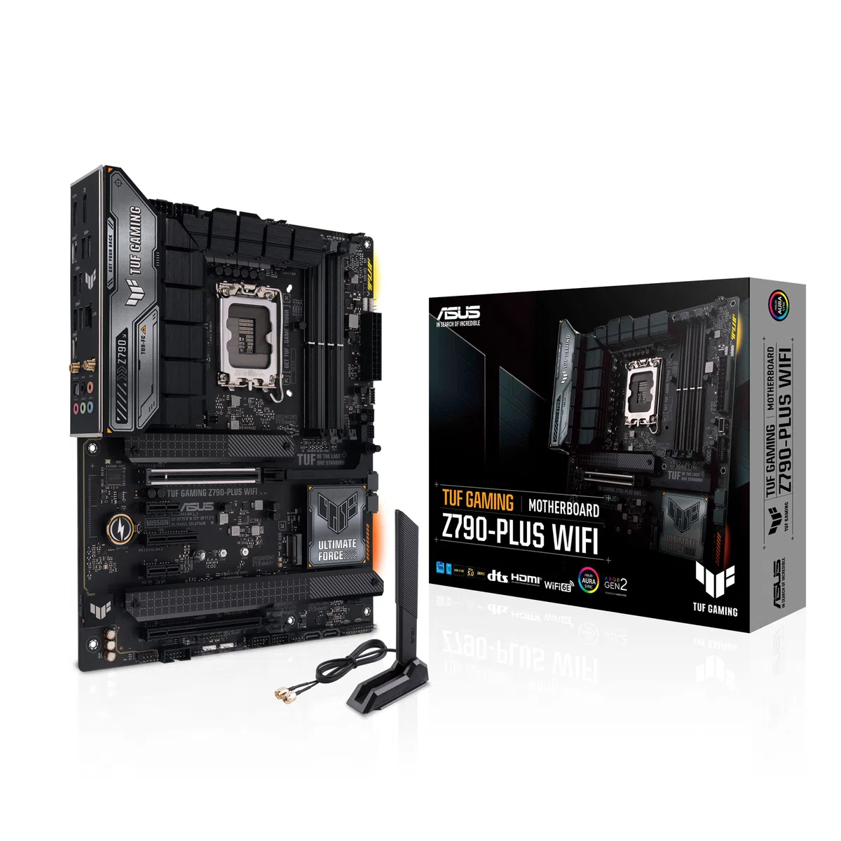 ASUS TUF Gaming Z790-PLUS Carte mère Intel LGA 1700 ATX (PCIe 5.0, Quatre M.2, 16+1 DrMOS, DDR5, 2,5 Go Ethernet, Wi-FI 6E, USB 3.2 Gen 2x2 Type C, Thunderbolt (USB4), Aura Sync, AEMP II) | ATX, PCIe 5.0, mémoire DDR5, 4 x M.2, HDMI, DisplayPort, WiFi 6,