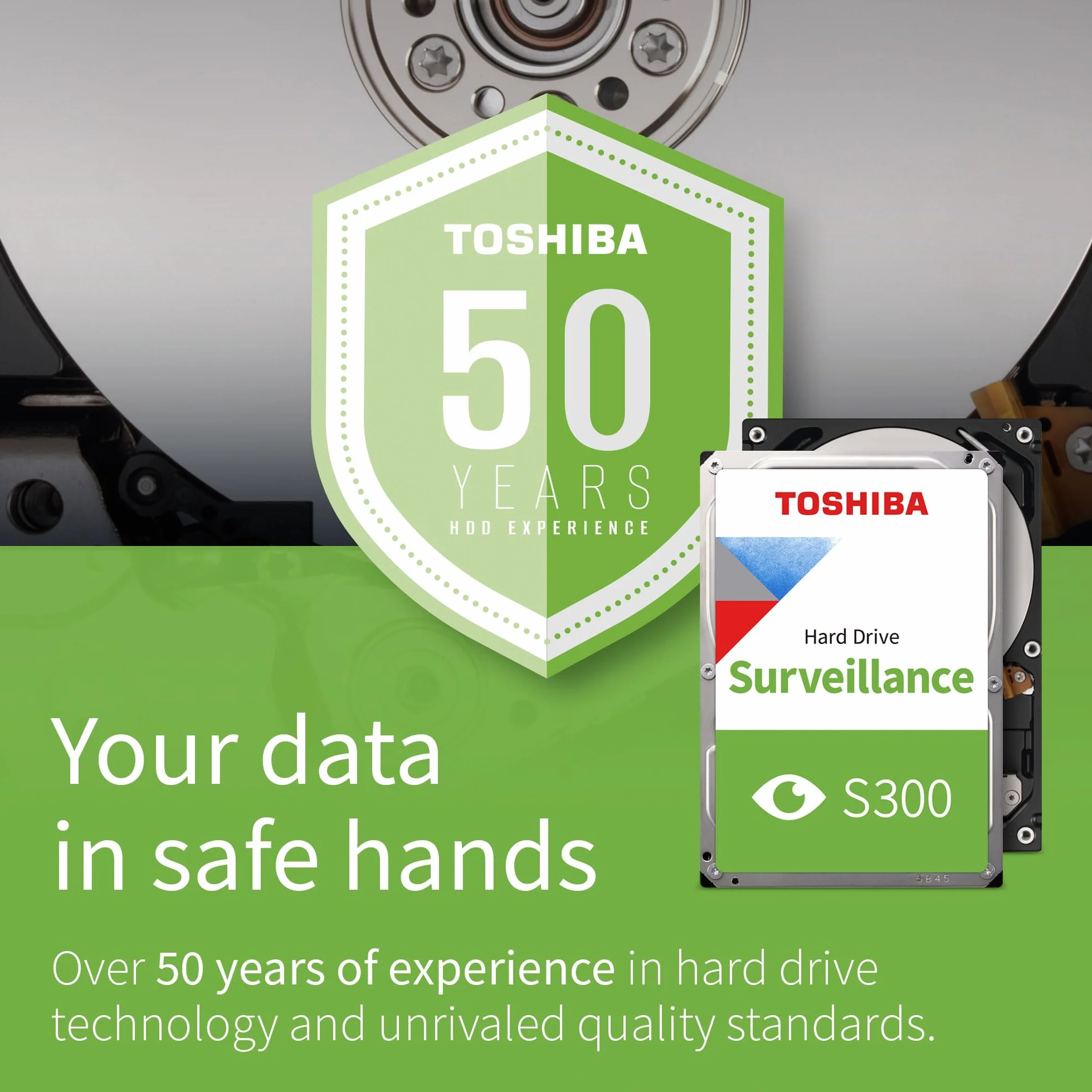Toshiba 2TB S300 Surveillance HDD - 3.5' SATA Internal Hard Drive Supports up to 64 HD Cameras at a 180TB/Year workload (HDWT720UZSVA)