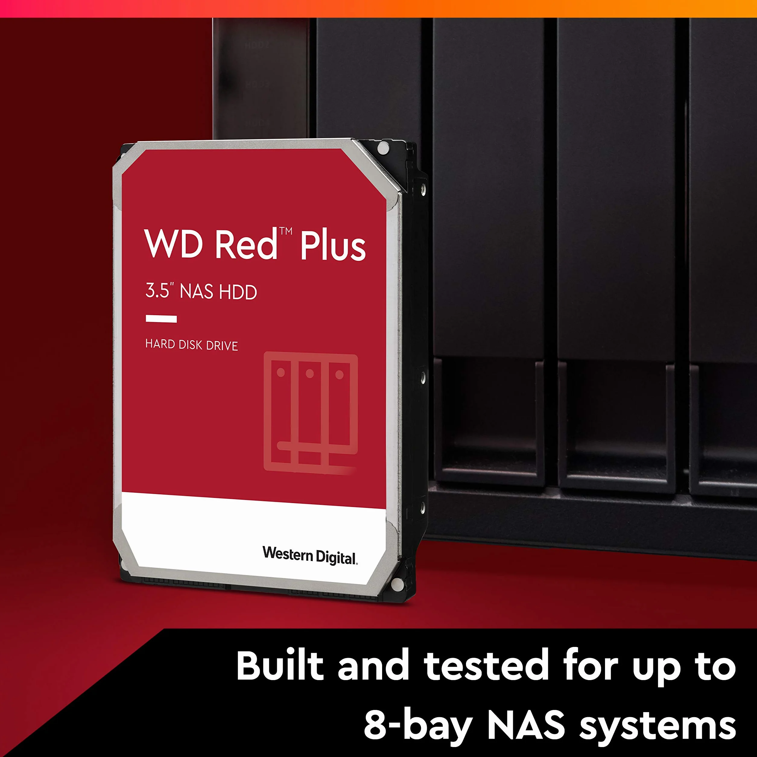 WD Red Plus 8 To Disque dur Interne 3.5" dédié NAS, 5400 RPM Class, SATA 6 GB/s, CMR, 128MB Cache, Garantie 3 ans