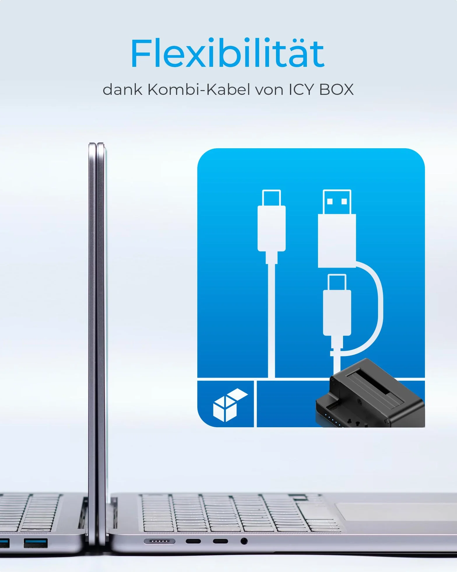ICY BOX HDD / M.2 NVMe SSD Docking Station USB 3.2 Gen 2 (10 Gbit/s), Station de clonage de disques durs & lecteur (SATA 2,5/ 3,5 pouces & M.2 NVMe), Externe, Adaptateur, USB-C, USB-A, IB-2914MSCL-C31