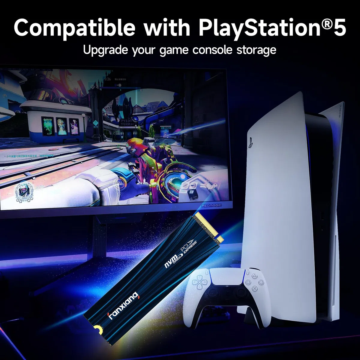 fanxiang 1To SSD NVMe M.2 PCIe Gen4 Jusqu'à 7100Mo/s en Lecture - SSD Interne 1 to Compatible avec PS5, PC, Ordinateur Portable pour Les Gamers et Professionnels - S880E