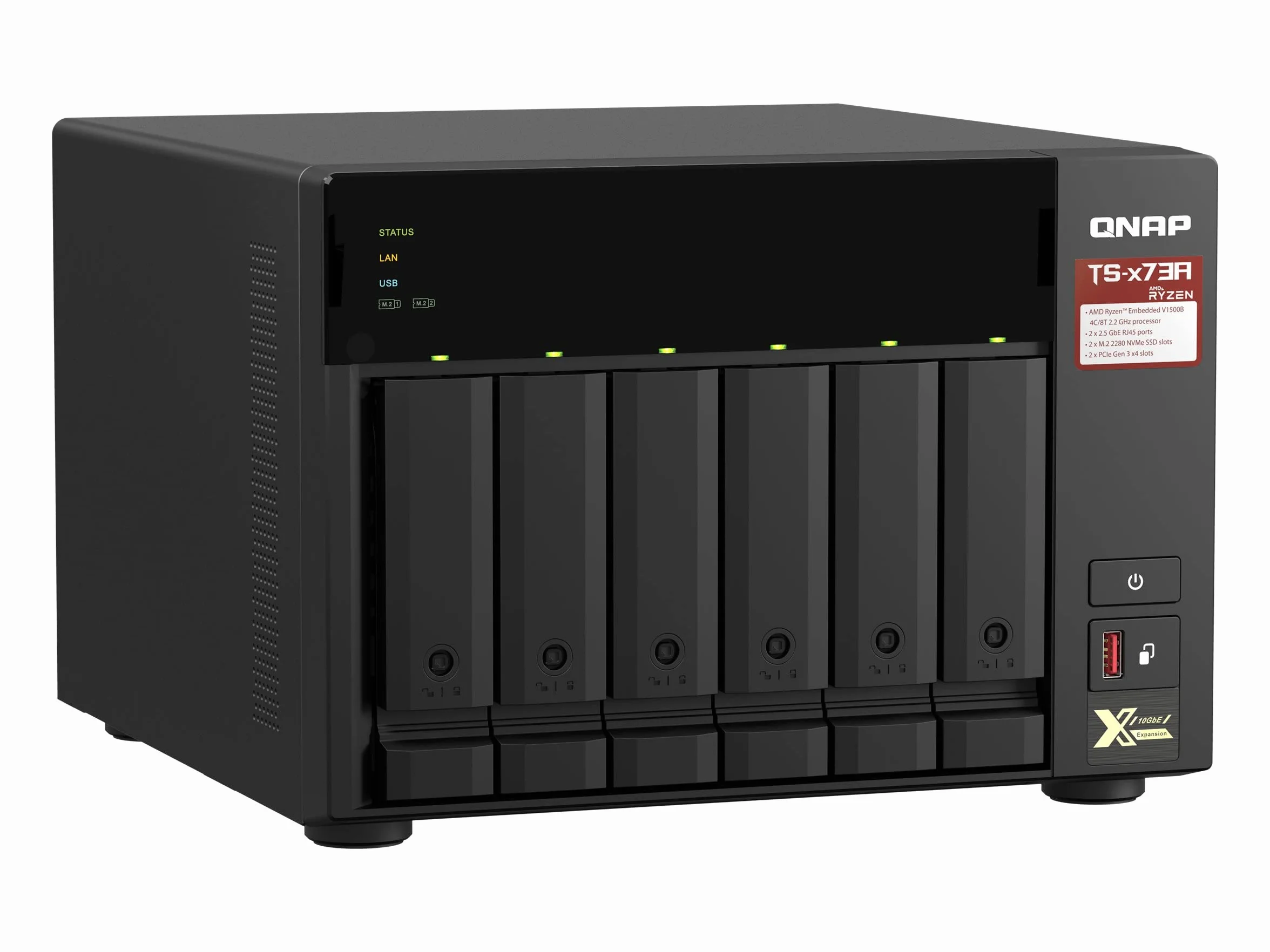 QNAP TS-673A-8G Serveur de Stockage NAS Tower Ethernet/LAN Noir V1500B
