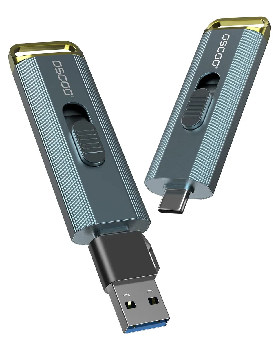 Disque dur externe 1 To jusqu'à 2100 Mo/s USB 3.2 Gen2x2 Dual Interface USB Portable SSD Memory Stick pour Android/téléphone/tablette/Windows/ordinateur portable