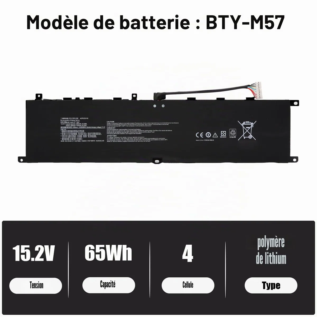 BLESYS 65Wh BTY-M57 Batterie pour MSI GP66 GP76 Leopard 10UE 10UG 10UH 11UE 11UG 11UH pour Vector GP66 GP76 12UE 12UG 12UH 12UGS 12UHS 12UHSO 12UEO 12UGSO GP66HX GP76HX 12UGS 12UHS Series