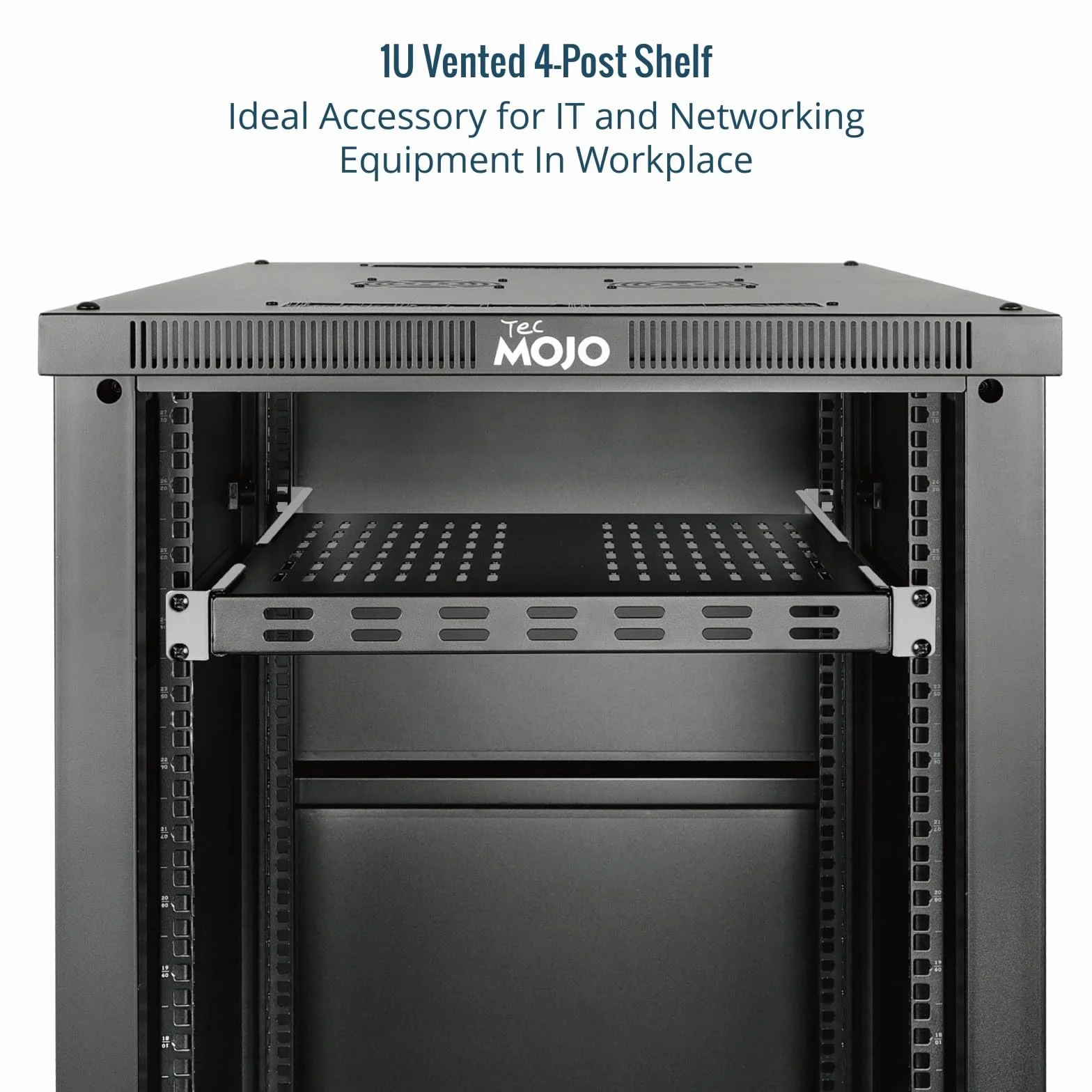 Tecmojo 19 Pouces 1U Étagère, Profondeur 550mm, Profondeur Réglable de 343mm à 800mm, à Encastrer, Étagère de Rack Serveur Ventilée et Réglable, Charge Admissible 110kg, Noir