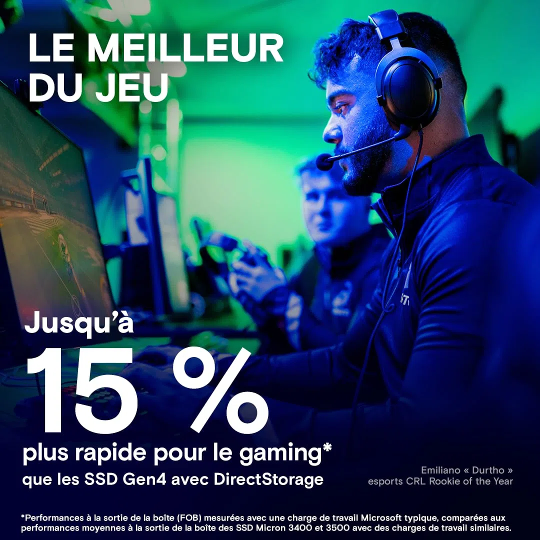 Crucial T705 SSD 1To PCIe Gen5 NVMe M.2 SSD Interne Gaming (Nouveau 2024), Jusqu’à 13.600Mo/s, Microsoft DirectStorage, Rétrocompatibilité PCIe 3.0 et 4.0, Disque Dur SSD - CT1000T705SSD3
