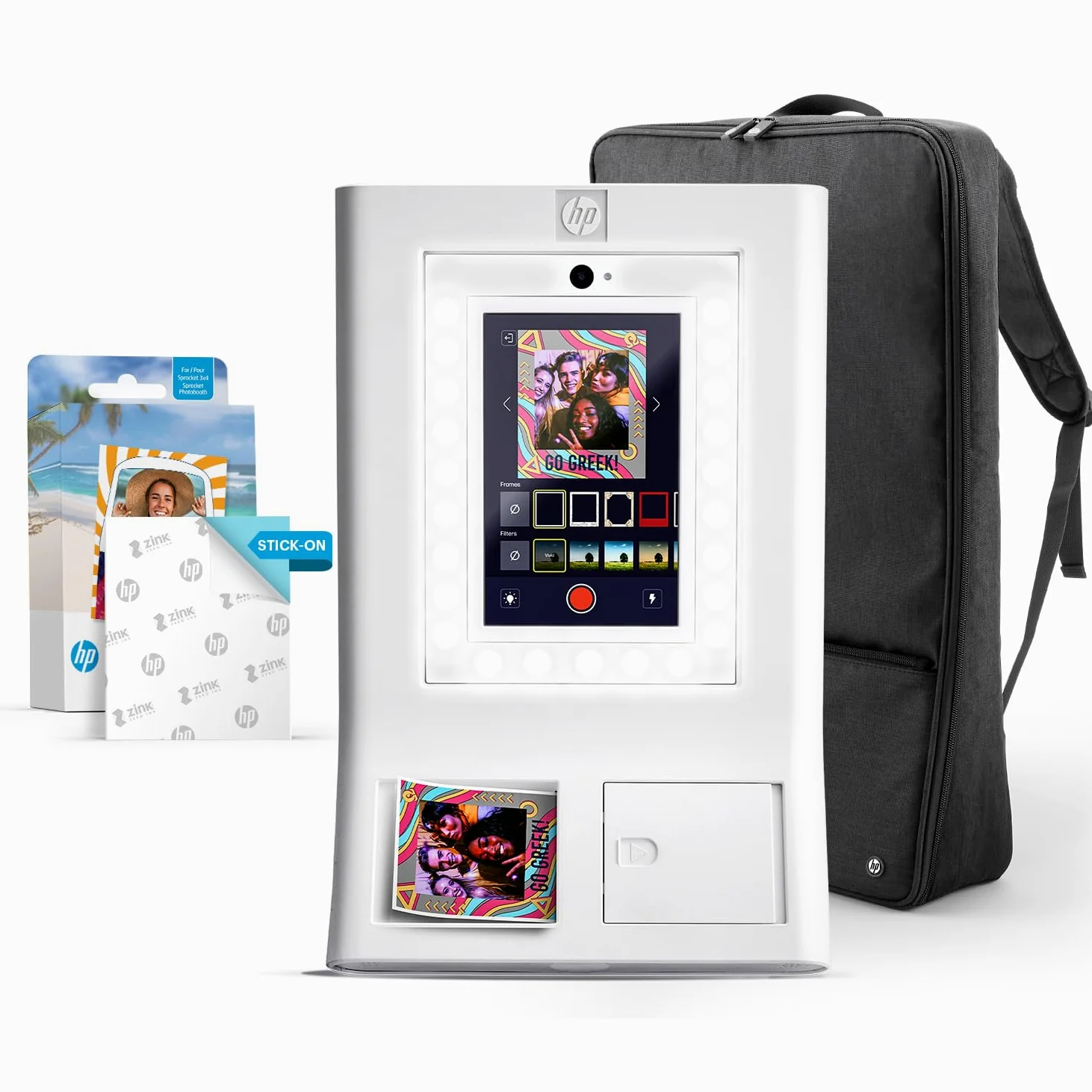 HP Sprocket Photomaton Machine Imprimante Photo Instantanée Couleur (Blanc) Starter Bundle + Papier Zink (100 Feuilles) + Étui de Transport Rembourré