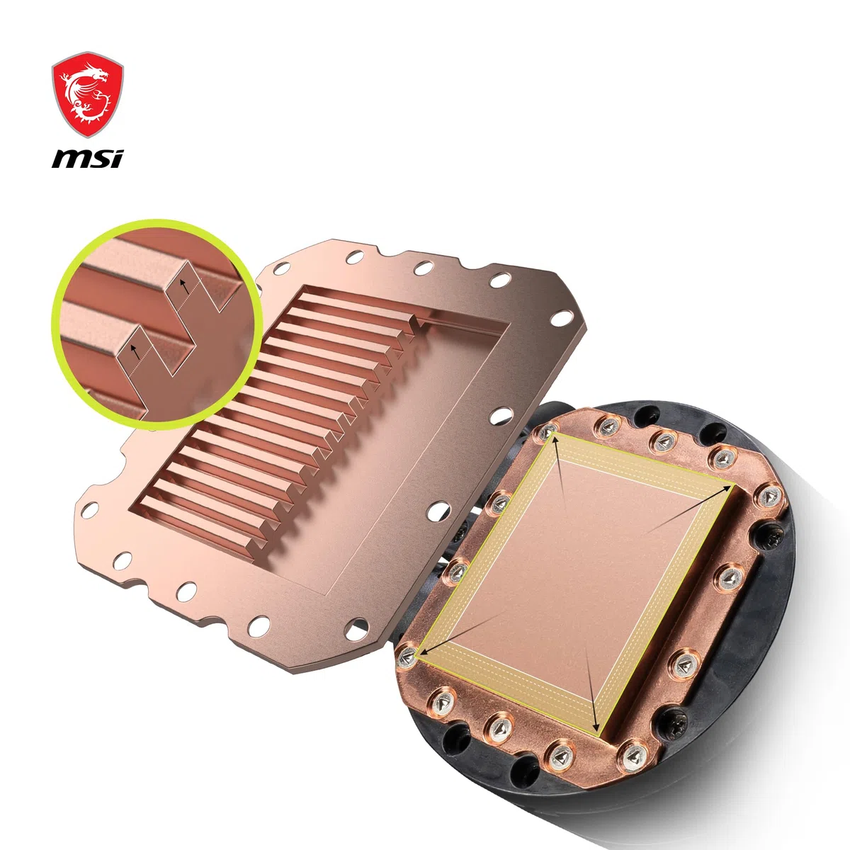 MSI MAG CORELIQUID E360 Kit Watercooling CPU, Plaque Froide en Cuivre Agrandie, Tête Waterblock ARGB & Ventilateurs FDB, Double Chambre, Radiateur Split-Flow, Mystic Light, Compatible AMD & Intel