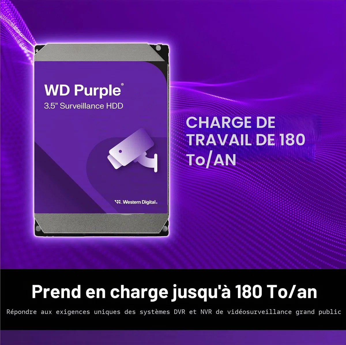WD Purple 6 To Disque dur Interne 3.5" dédié Vidéosurveillance AllFrame Technology, 180BT/yr, 256MB Cache, Garantie 3 ans