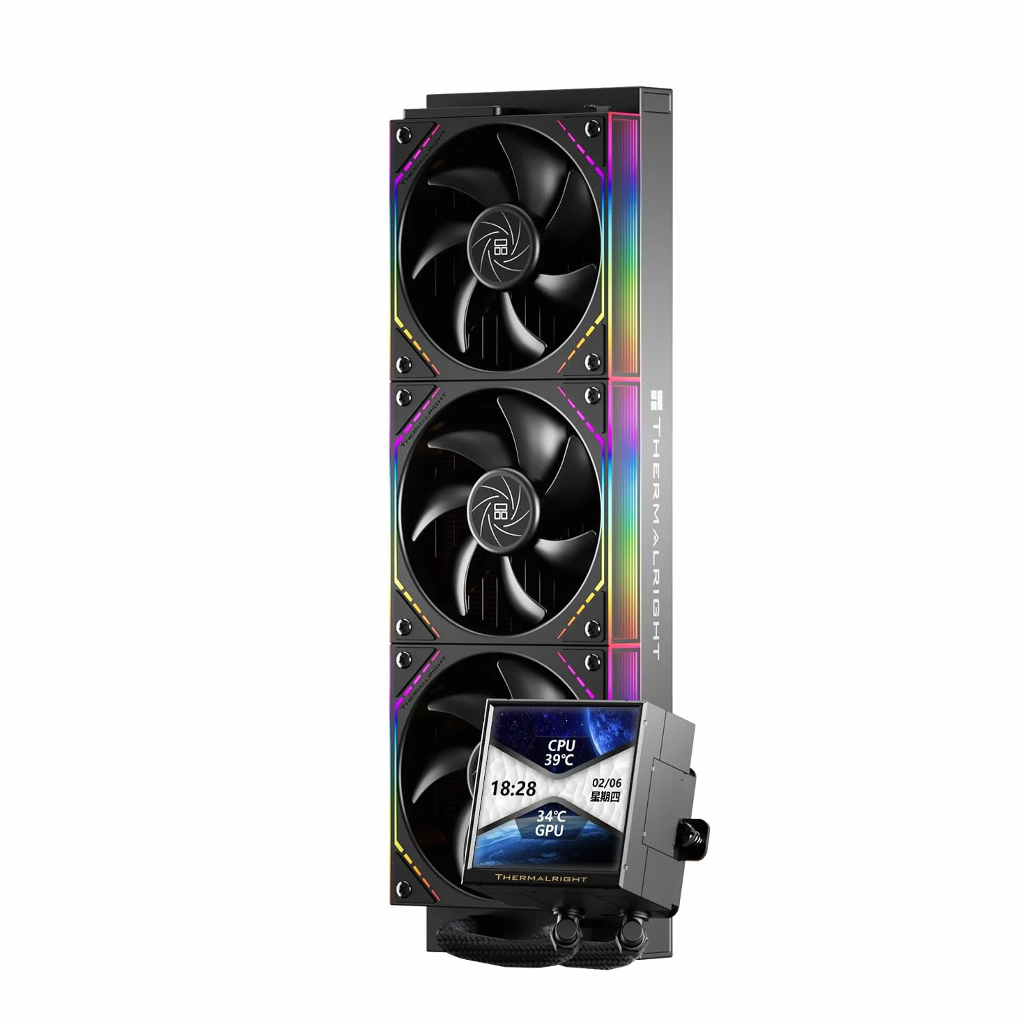Thermalright TR Peerless Vision 360 ARGB Black Refroidisseur liquide pour processeur avec 3 ventilateurs PWM pour épissage sans fil 2000tr/min,écran LCD avec résolution 480x480,pour AM5,Intel