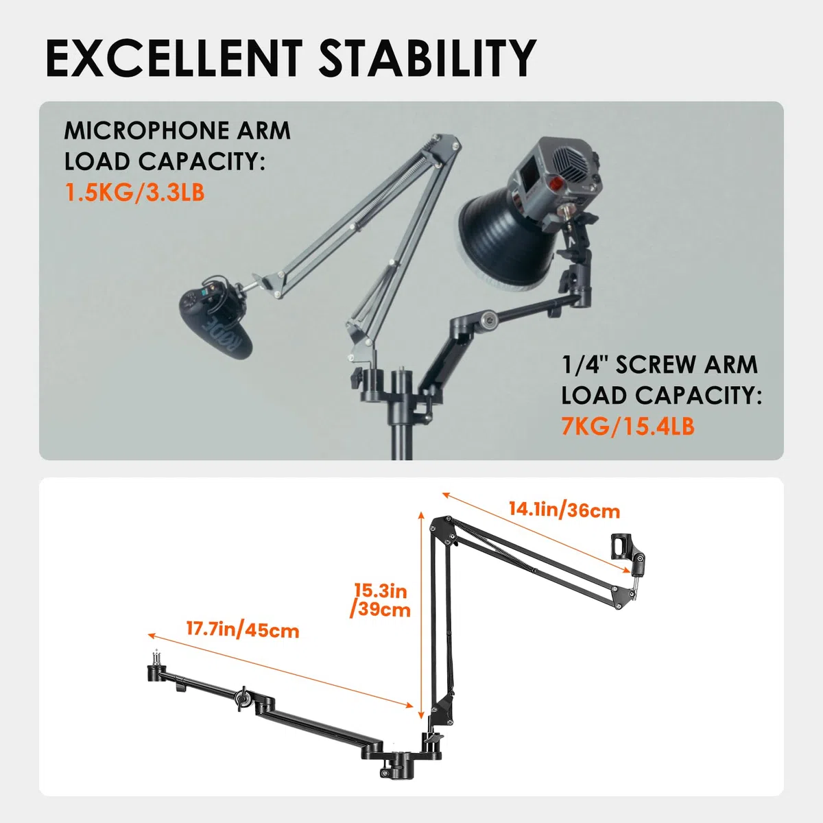 TARION Titanrig Bras Module Y : Trépied de table pour appareil photo, trépied de table, trépied de serrage, bras articulé, support de table pour appareils photo reflex numériques, éclairage annulaire