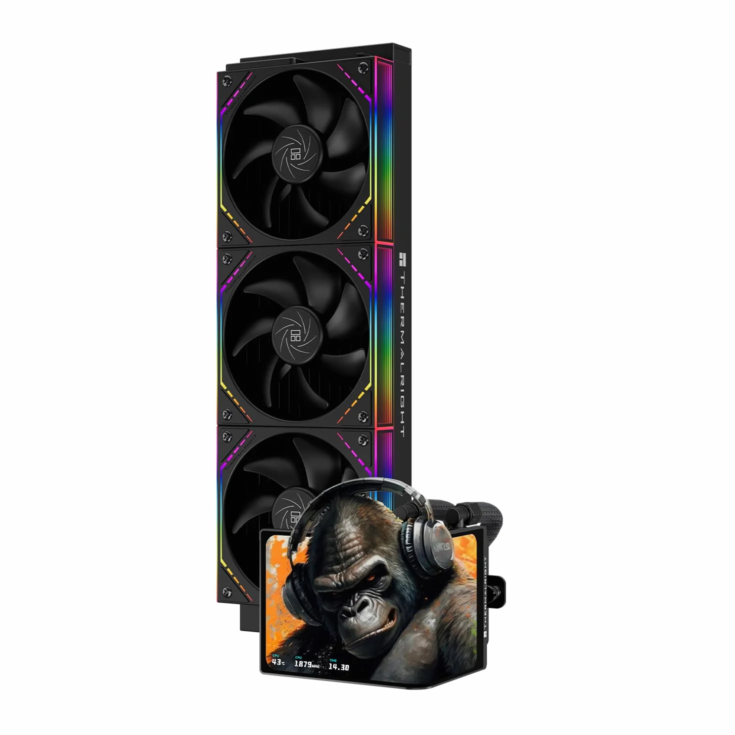 Thermalright TR Levita Vision 360 ARGB Black CPU AIO Refroidisseur sans fil Splicing Display Curved Screen avec une résolution de 2400x1080 pour AM4/AM5,Intel LGA1851/1700,écran 3D 6,67"