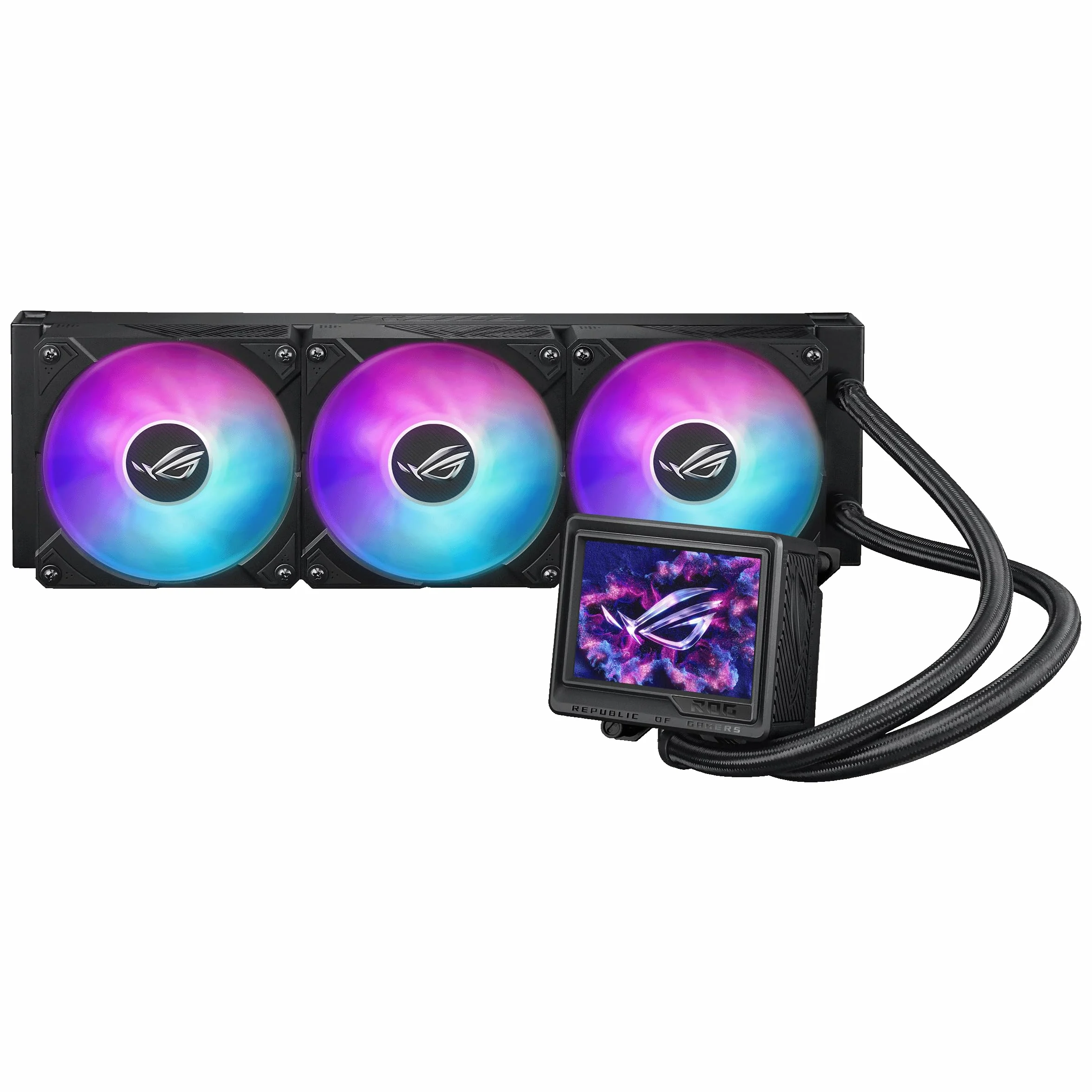 ROG Ryujin III 360 ARGB Extreme AIO Cooler with Asetek Gen8 V2 Pump; Thickened Magnetic Fans for High Airflow and Static Pressure with Noise optimization; 3.5" LCD for Hardware Monitoring