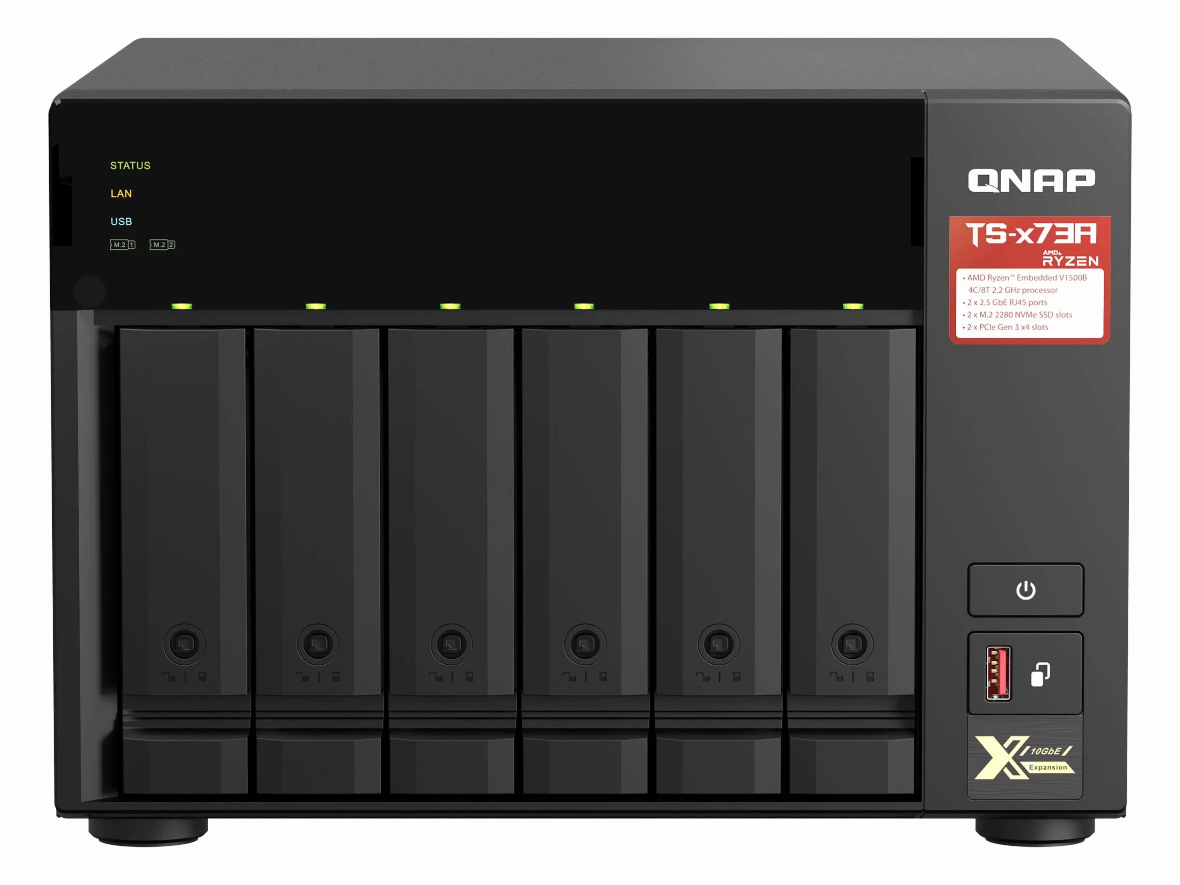 QNAP TS-673A-8G Serveur de Stockage NAS Tower Ethernet/LAN Noir V1500B