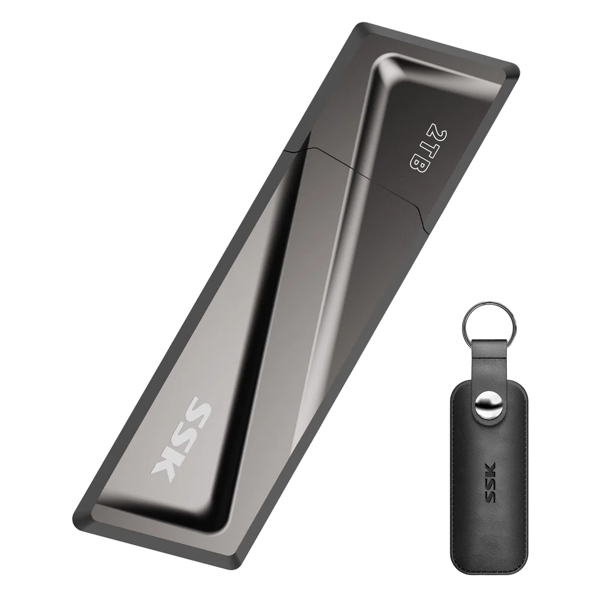 SSK SSD USB3.2 Gen2 de 2 to, jusqu'à 550 Mo/s en Lecture et 500 Mo/s en écriture Disque SSD Externe Portable + Adaptateur USB C pour Smartphone, Ordinateur Portable, tablettes et Plus Encore