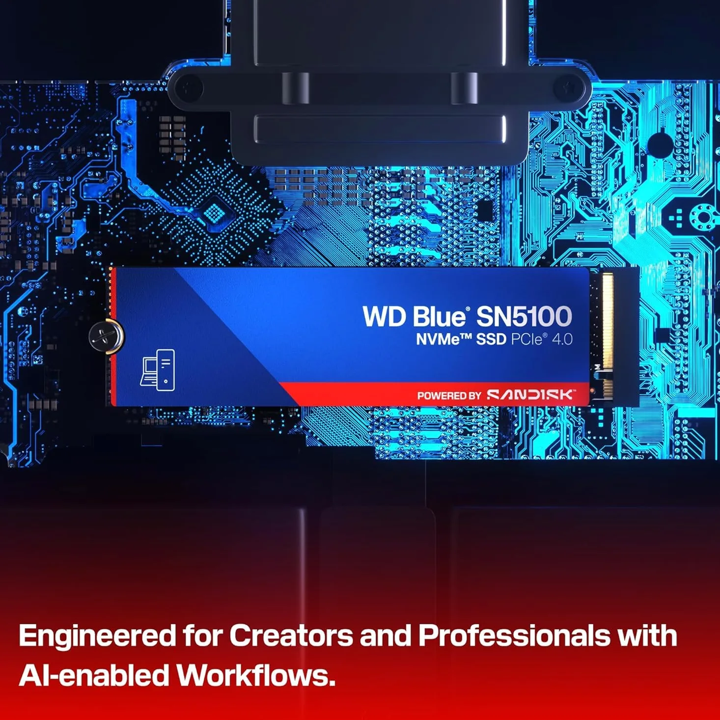 WD Blue SN5100 NVMe SSD 500 Go (Jusqu'à 6 600 Mo/s en lecture, M.2 2280, PCIe Gen 4.0, nCache 4.0,Technologie SANDISK 3D CBA NAND, Acronis True Image Clonage de disque et migration) POWERED BY SANDISK