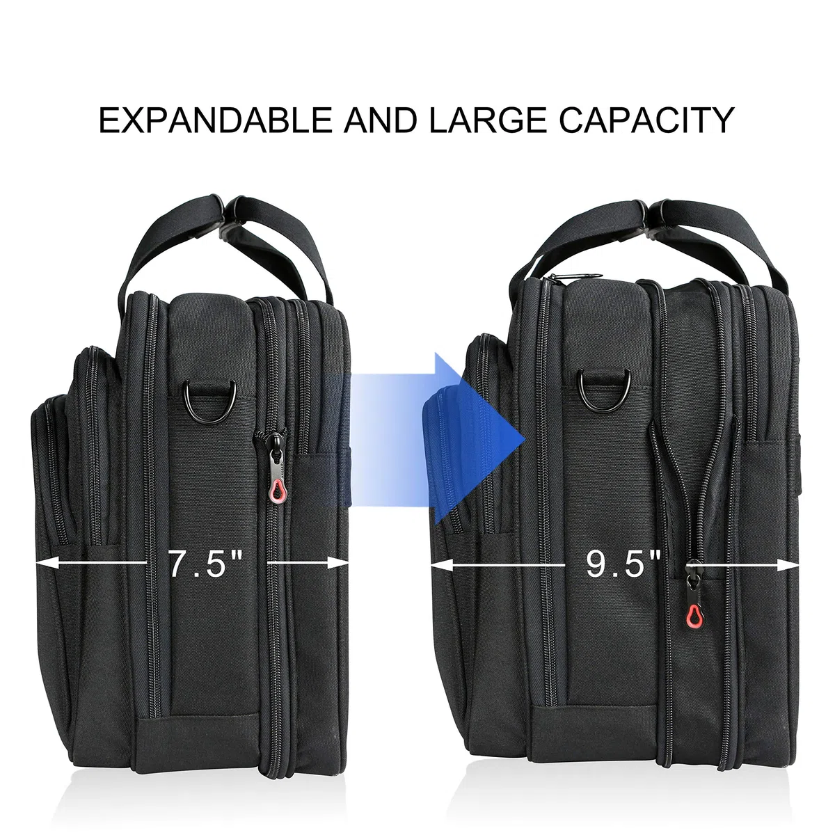 KROSER 18" Sac à main Sacoche pour Ordinateur Portable Jusqu'à 17,3" Imperméable Sacoche Extensible Porte-Documents à Bandoulière pour Voyage/Affaires/École/Homme/Femme Laptop Bag