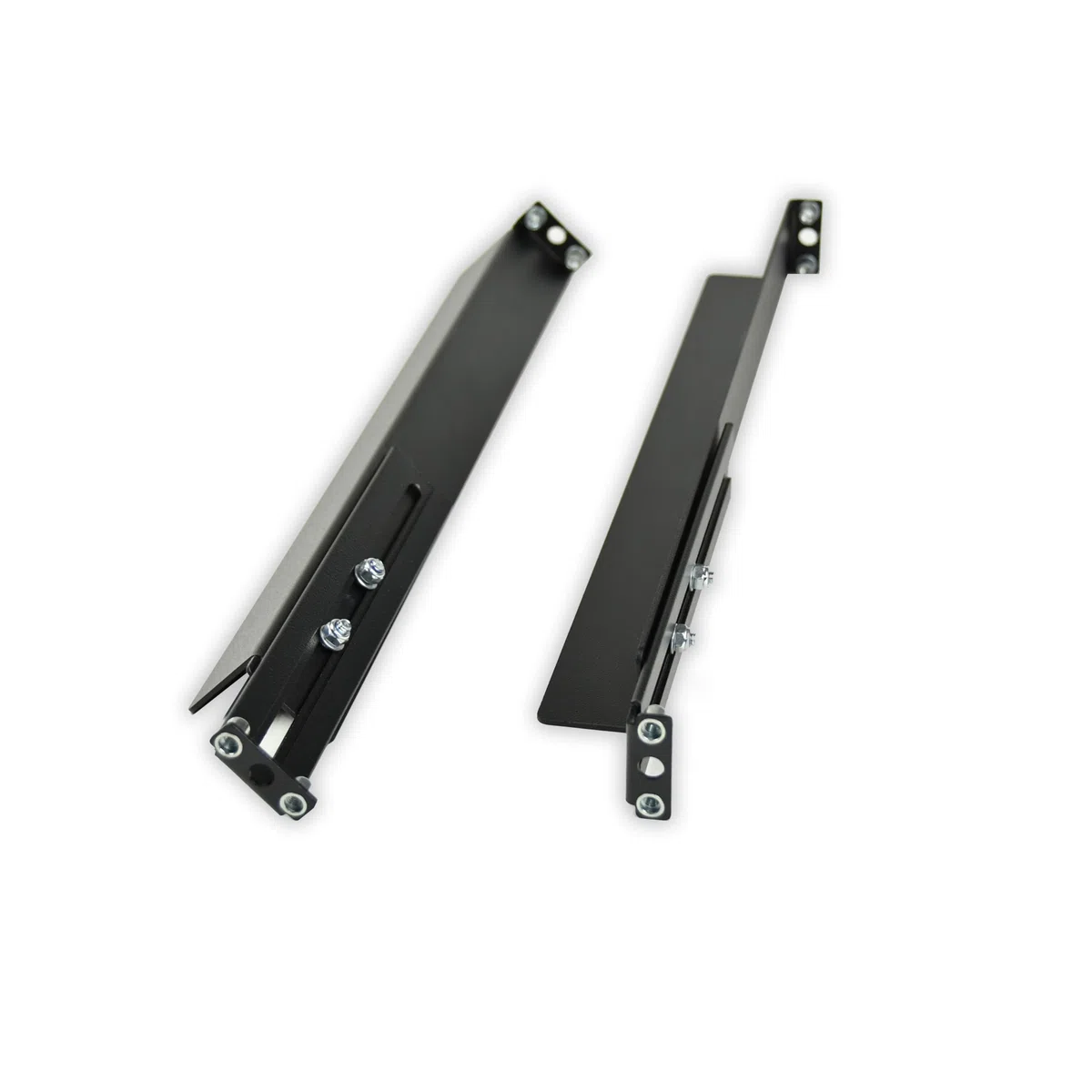 Cobox kit de 2 équerres pour Rack 1U, 19" - Profondeur Réglable : Min. 490mm - Max. 630mm. Kit de 2 Rails en « L » pour Baie et Coffret Informatique 19 Pouces 1U, Ajustable. Couleur Noir