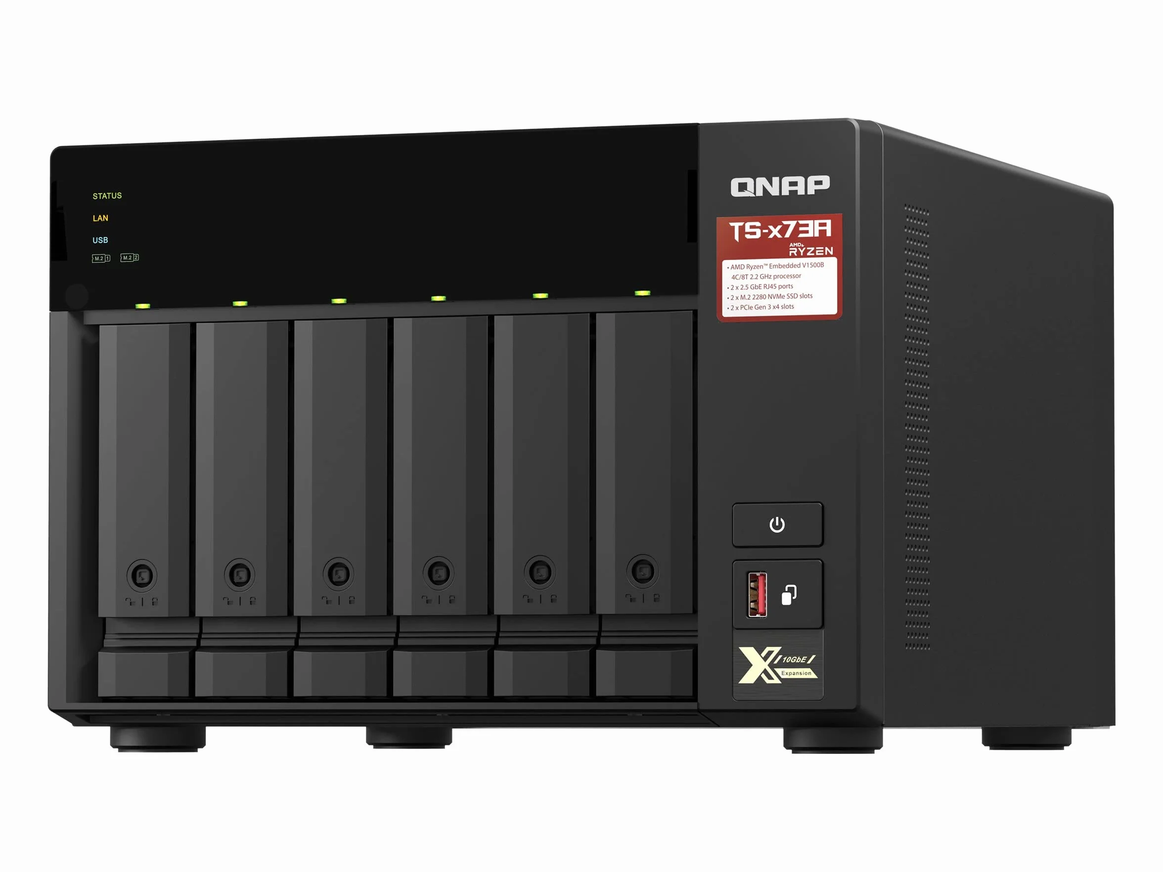 QNAP TS-673A-8G Serveur de Stockage NAS Tower Ethernet/LAN Noir V1500B